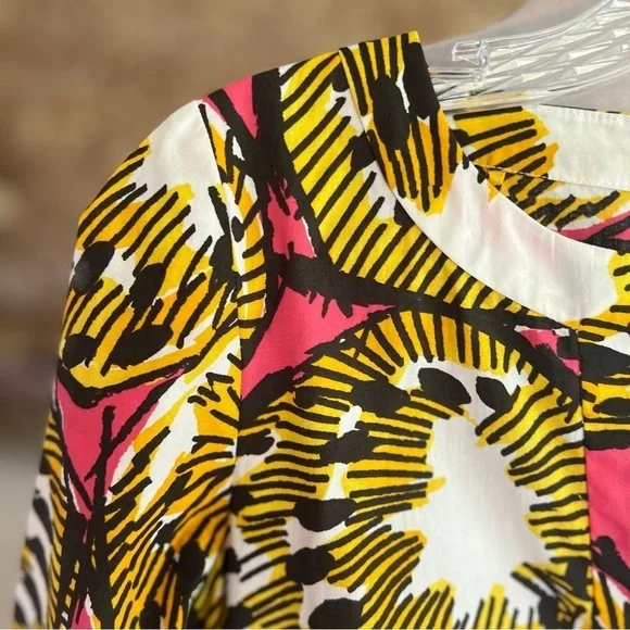 J. Crew Ratti Electric Kiwi Dress Yellow Pink Shift Mini 0 - Picture 6 of 17